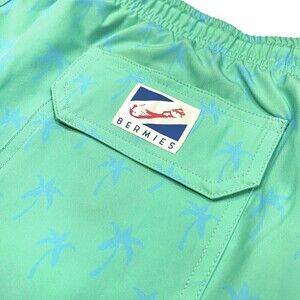 NWT Bermies Men's The Classic 5.5" Inseam Swim Trunks Green Palm XXL